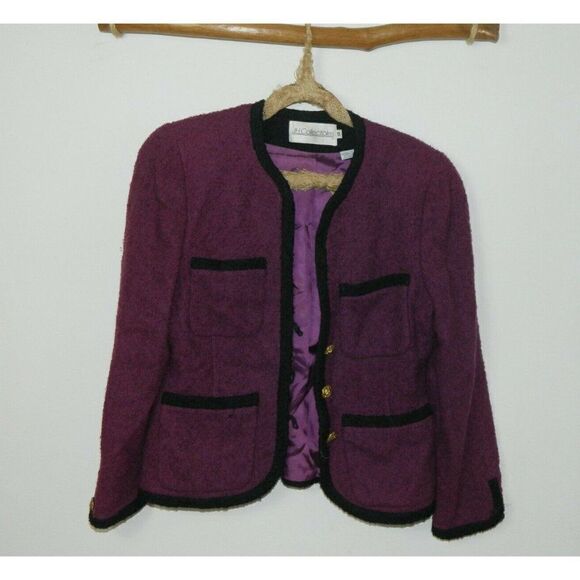 JH Collectibles Vintage Blazer Purple Black Gold Buttons Size 12 - Picture 1 of 10